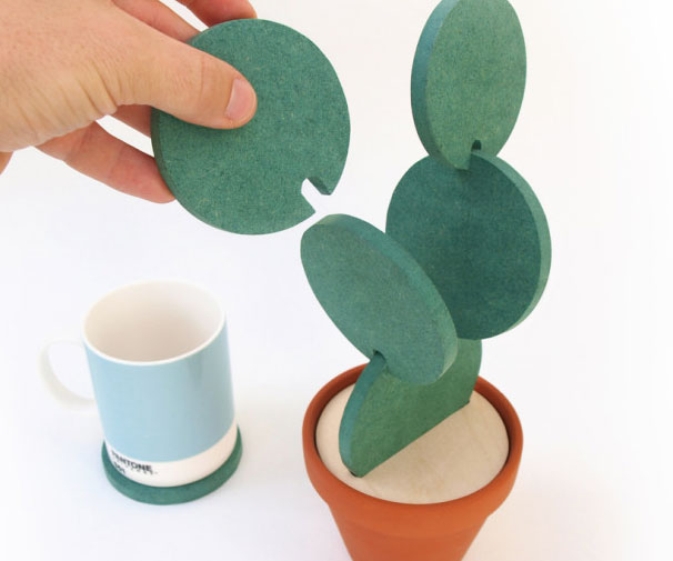Cactus Plant Shaped Coaster Set