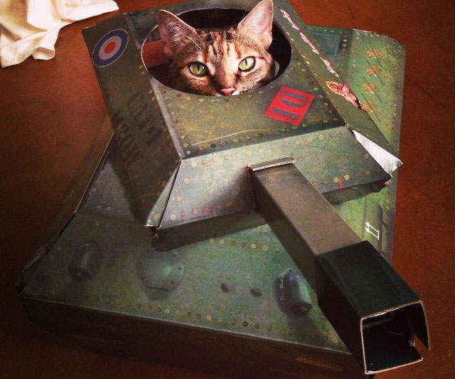 Cardboard Tank Cat Playhouse