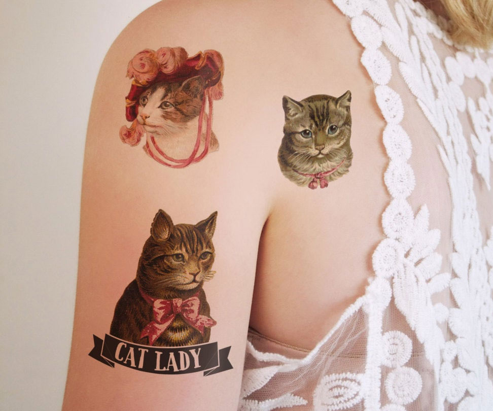Cat Lady Temporary Tattoos