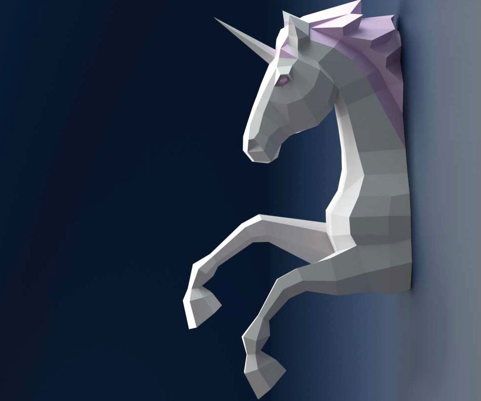 DIY Wall Mounted 3D Unicorn Papercraft