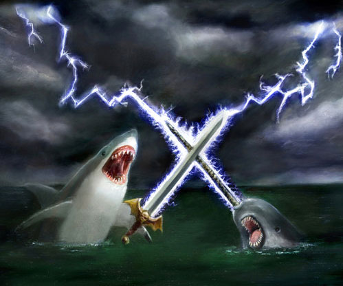 Epic Shark vs. Narwhal Painting