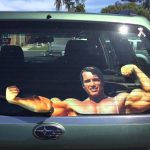 Flexing Arnold Rear Window Wiper Decal 1