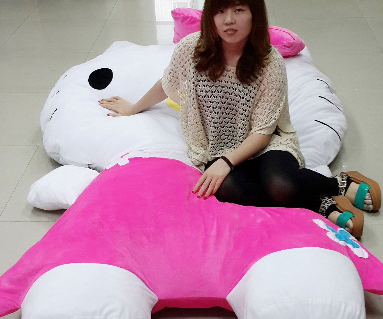 Giant Hello Kitty Pillow Bed 2