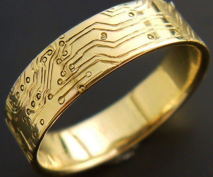 Gold Circuit Board Ring