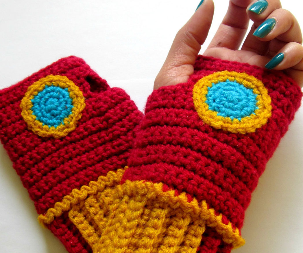 Iron Man Crochet Wristwarmers