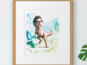 Jeff Goldblum Dino Watercolor Print | Million Dollar Gift Ideas