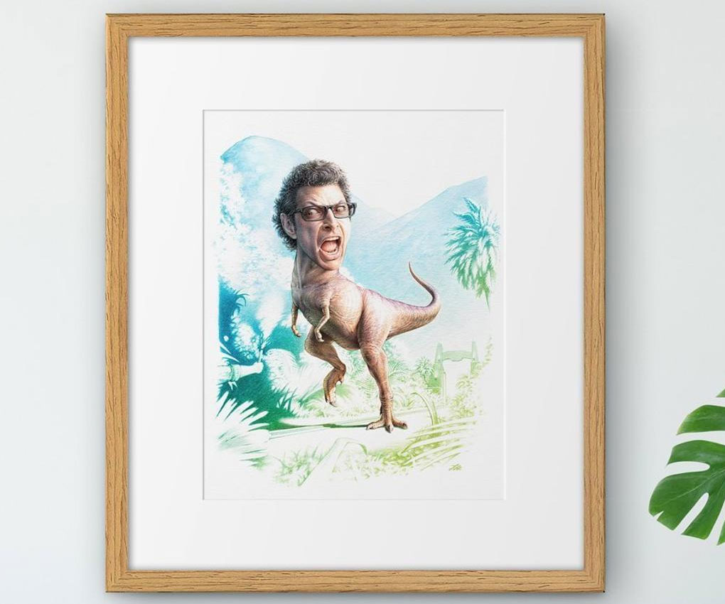 Jeff Goldblum Dino Watercolor Print