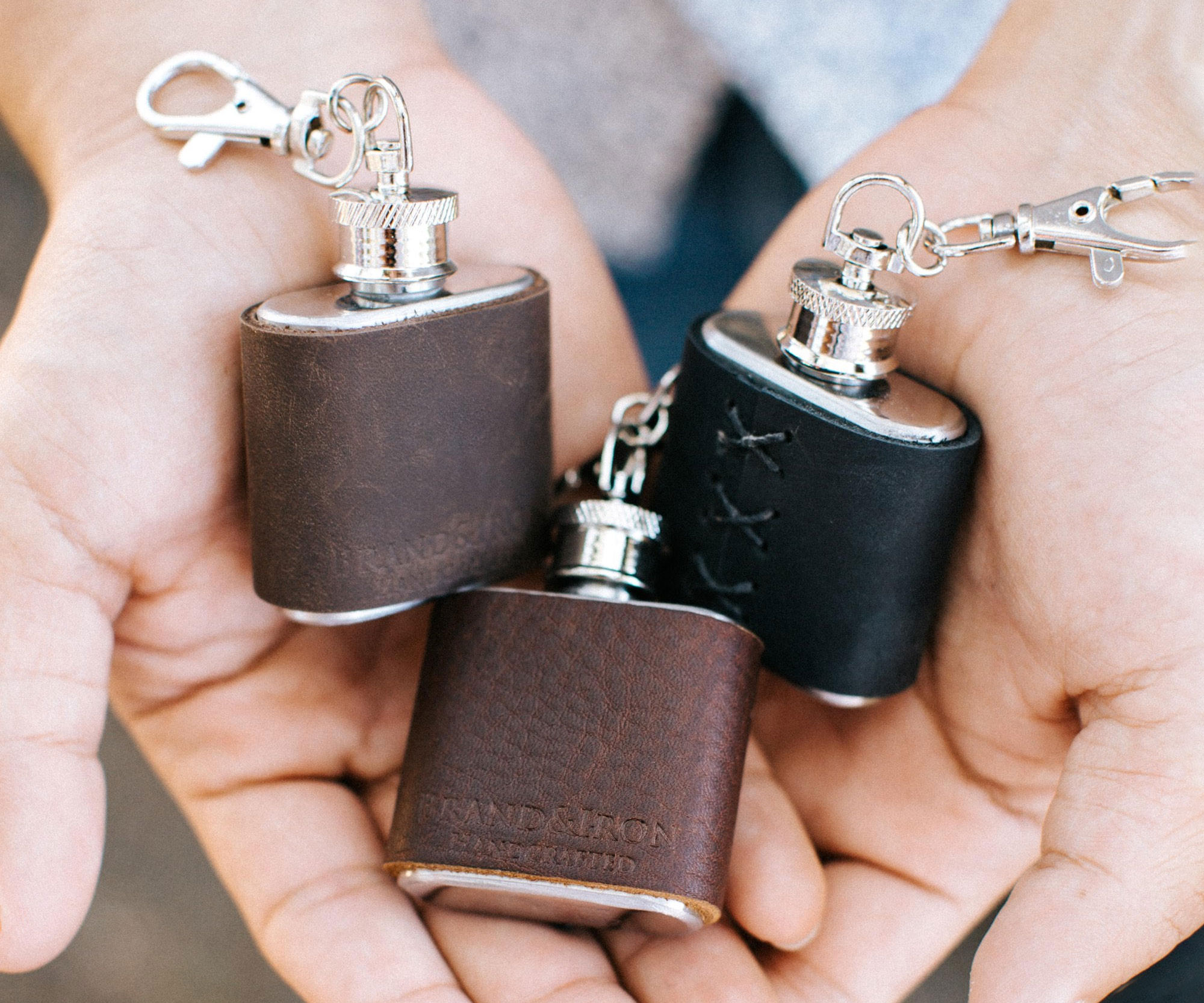 Leather Keychain Flasks