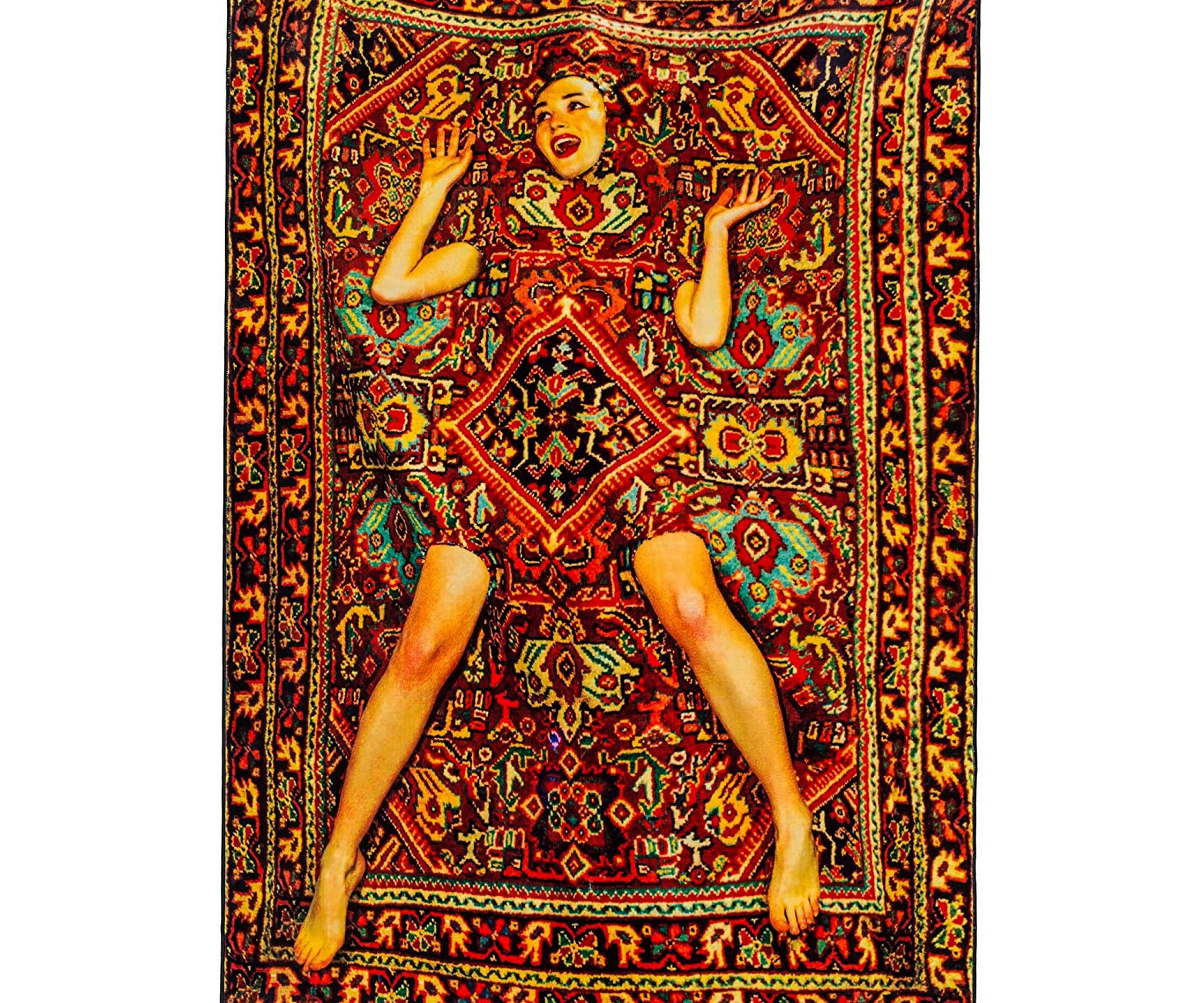 Optical Illusion Lady On Carpet Rug