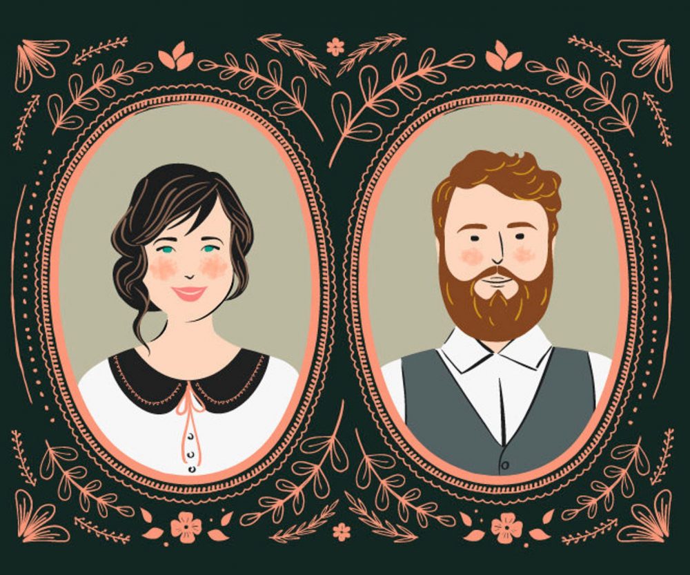 Personalized Cartoon Couples Portrait 1