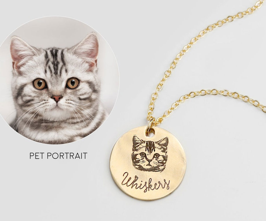 Personalized Cat Portrait Necklace