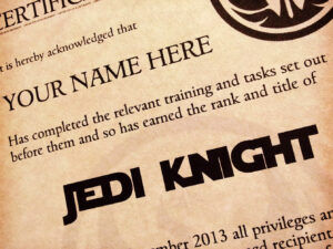 Personalized Jedi Knight Certificate | Million Dollar Gift Ideas