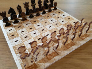 Pixelated Wooden Travel Chess Set | Million Dollar Gift Ideas