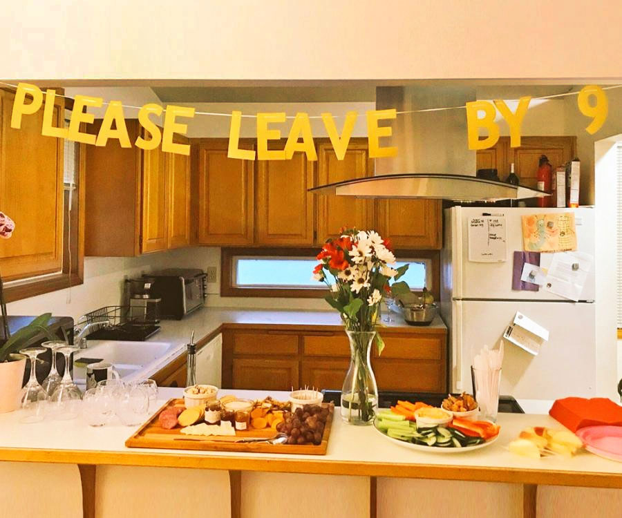 Please Leave By 9 Party Banner
