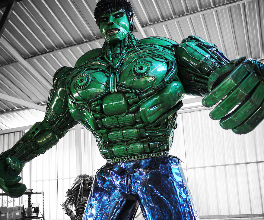 Recycled Metal Hulk Statue