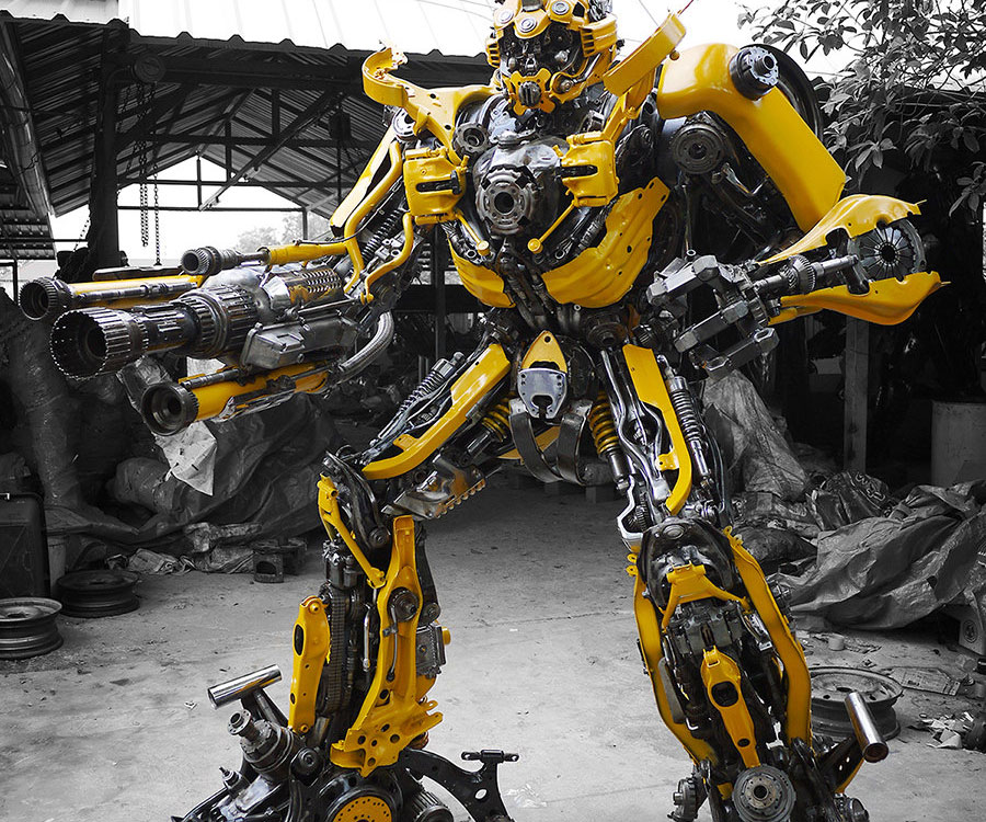 Recycled Metal Transformer Statue 1