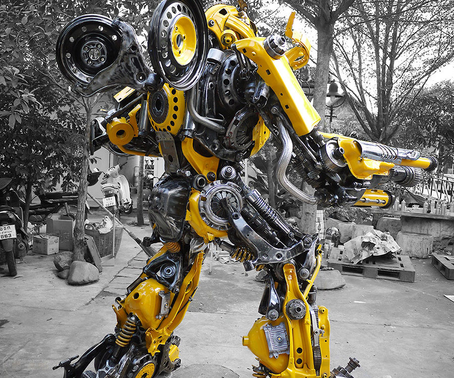 Recycled Metal Transformer Statue 2