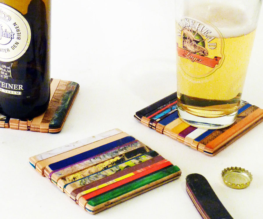 Recycled Skateboard Deck Coasters 1
