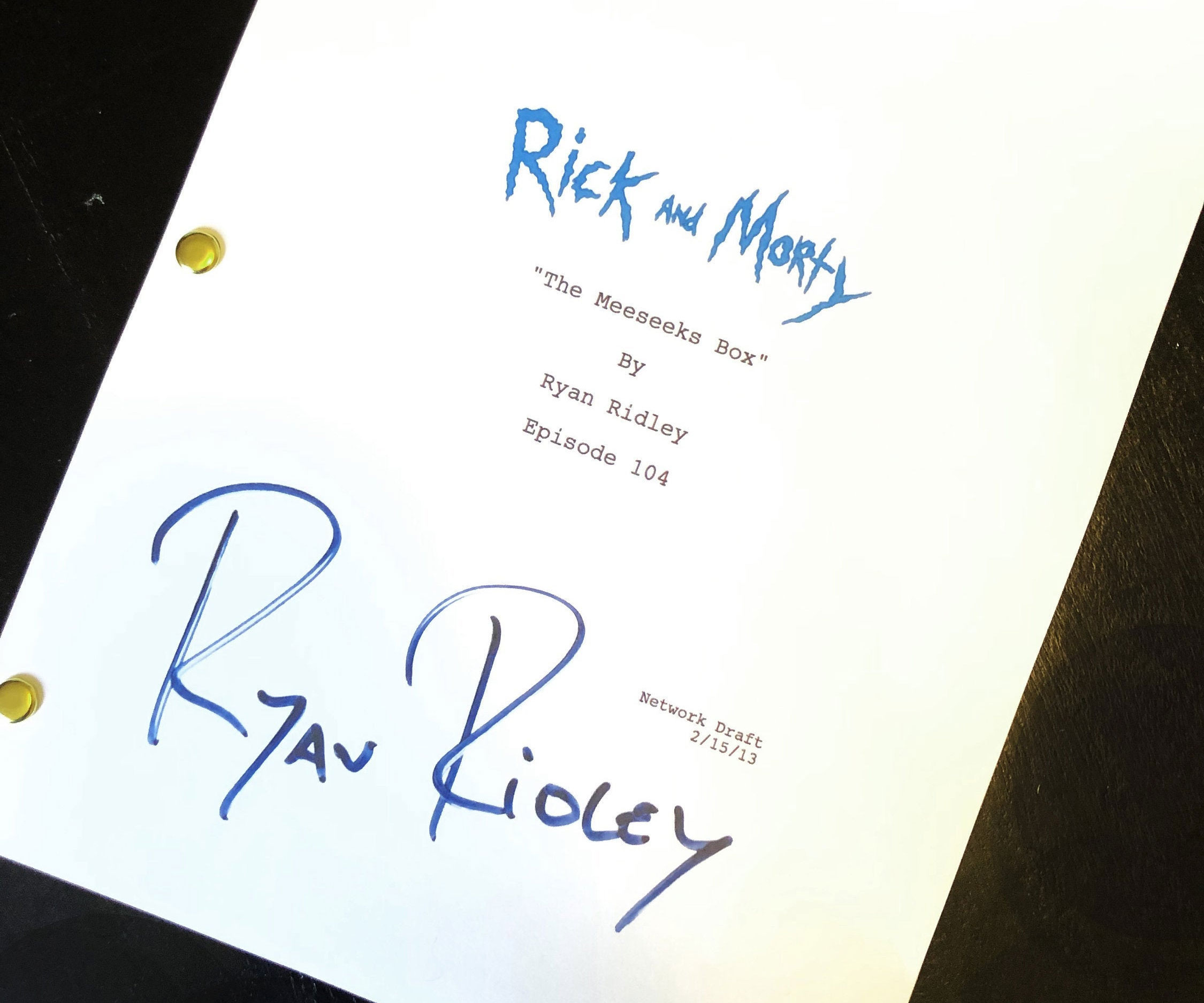 Rick And Morty Signed Script