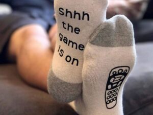 Shhh The Game Is On Socks 1