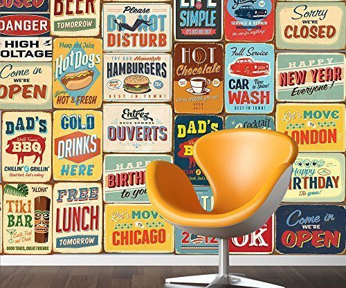 Vintage Metallic Signs Wall Decal 1