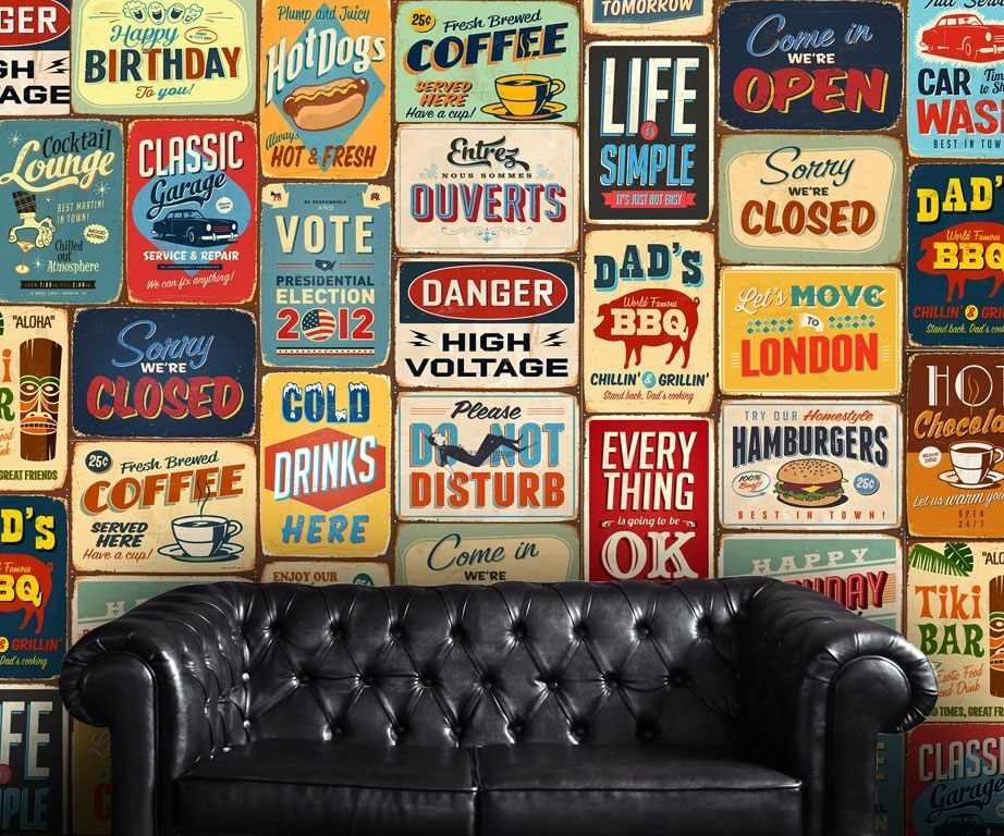 Vintage Metallic Signs Wall Decal