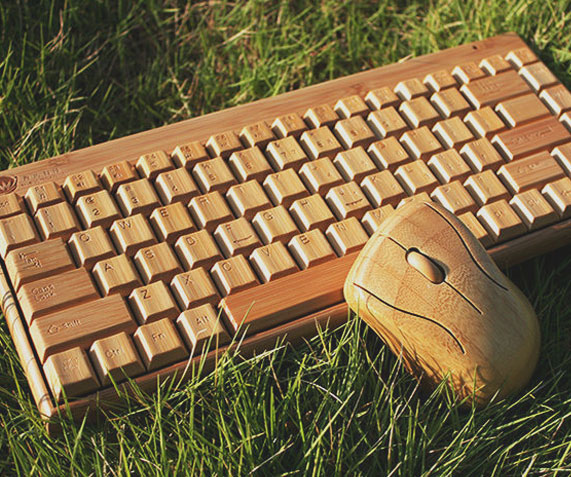 Wireless Wooden Keyboard & Mouse