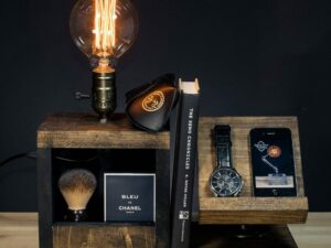 Wood Bedside Utility Storage Box Lamp | Million Dollar Gift Ideas